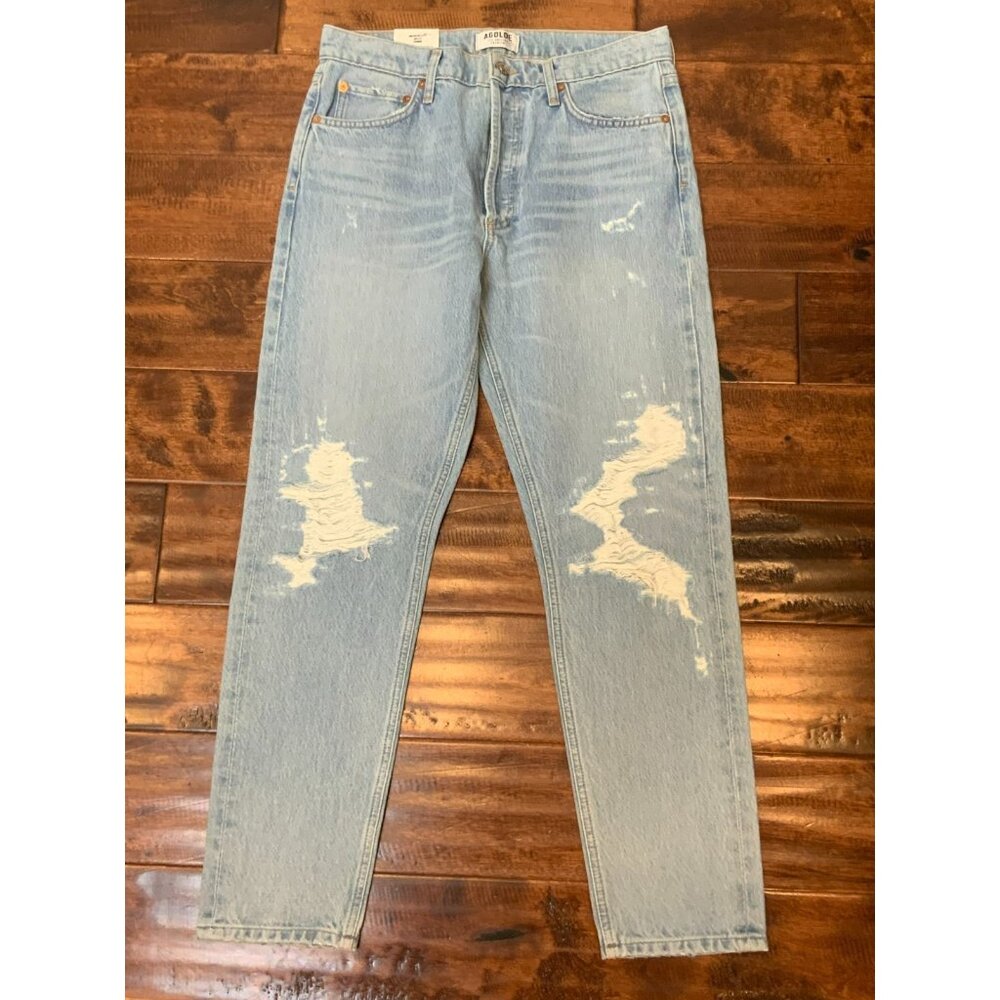 AGOLDE Light Evermore Wash Distressed Jamie High Rise Classic Jeans, Size 28 NWT